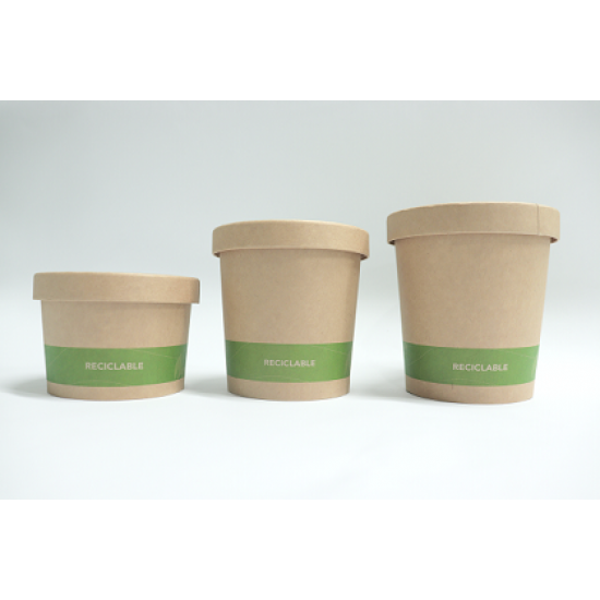 Taza sopera  8oz kraft raya verde