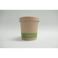 Envase Redondo Kraft 12 oz raya verde