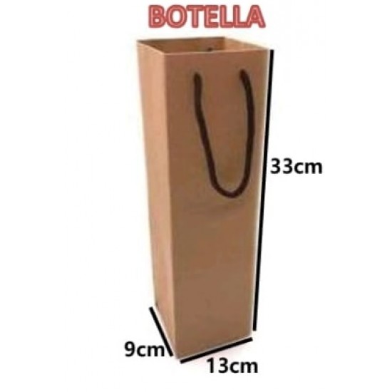 BOLSAS (BASURA, CAMISETA, PAPEL..): BOLSA KRAFT PARA BOTELLA VINO 8X40+14CM  *250 UDS